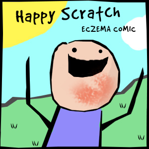 Happy Scratch Eczema Comic Easter Button